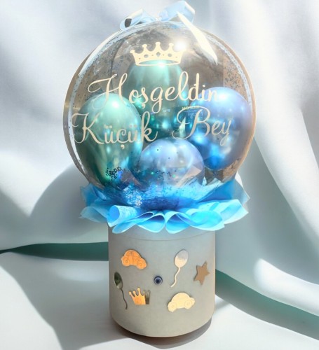 Balonlu Yeni Doğan Bebek Hediye Tasarımı